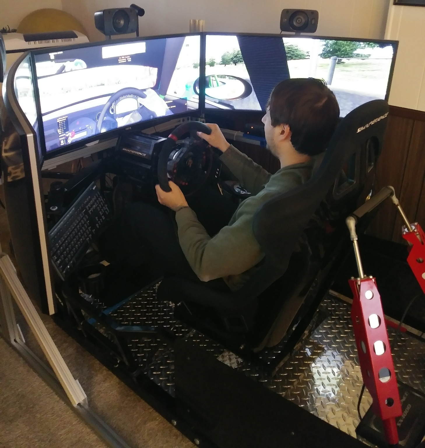 Me practicing with racing simulator